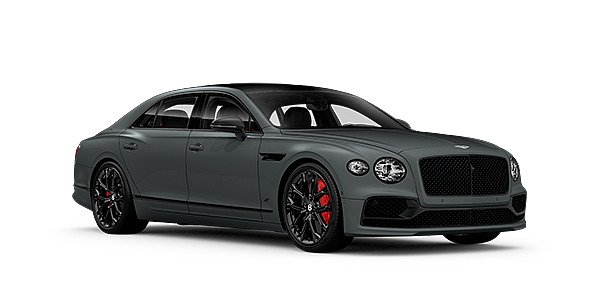 Bentley San Juan Bentley Flying Spur S front side angled view in Cambrian Grey coloured exterior. 