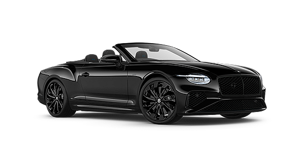 Bentley San Juan Bentley Continental GTC Black Edition convertible front three quarters in Onyx black paint